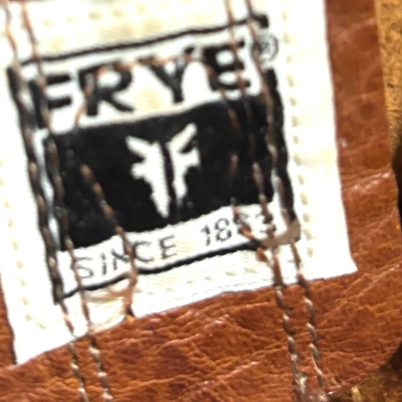 Frye Brown distressed Leather Western motorcycle ankle boots square toes soles - Picture 6 of 10